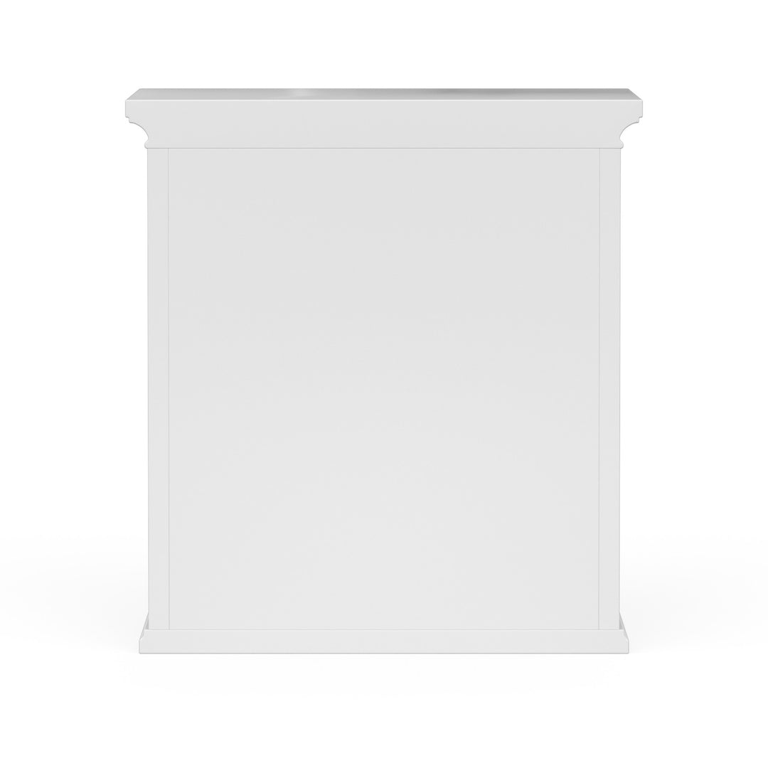 back view of a white wall cabinet
