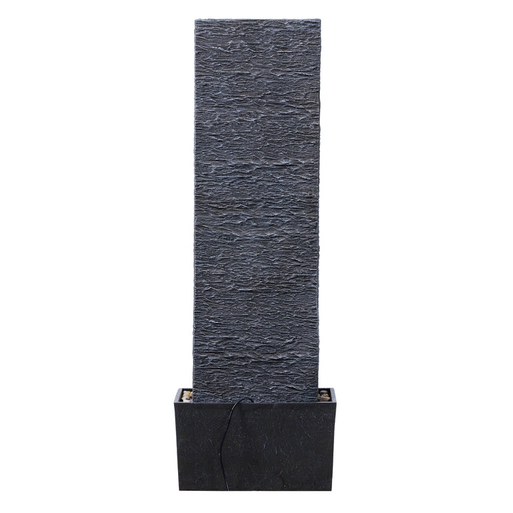 Ridged Texture Outdoor Water Fountain with Warm Glow Lighting